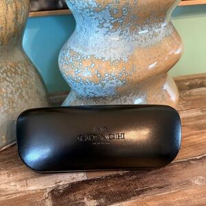 Coach Black Leather Eyewear Case with Embossed Logo